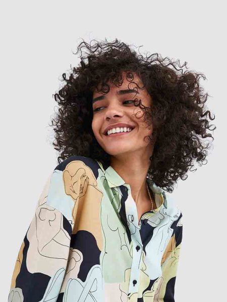 Abstract Print Cotton Blouse