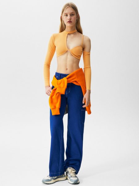Asymmetric Long Sleeve Top With High Neck - Image 3