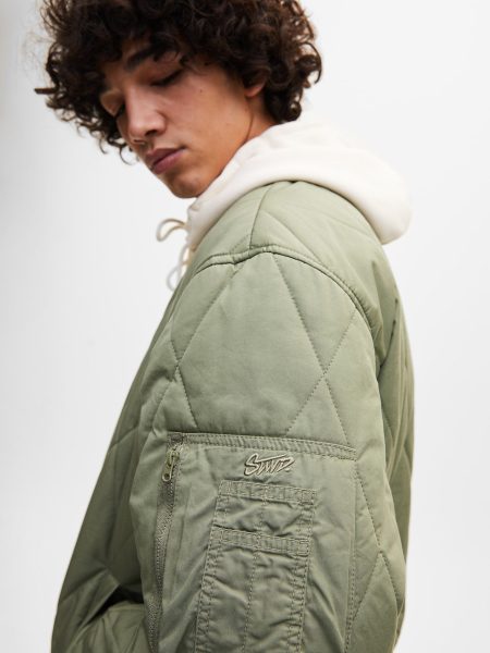 Quilted Bomber Jacket With Ribbed Trims - Image 3