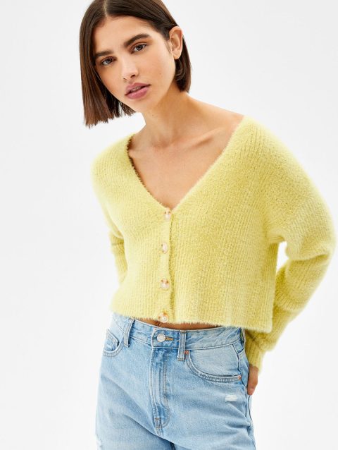 Fuzzy Button-Up Cardigan