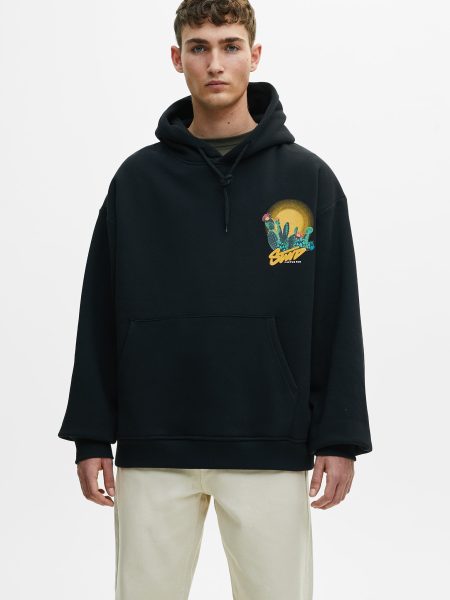 Black Hoodie With Contrast Graphic