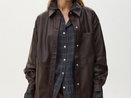 Faux Leather Overshirt With Pocket