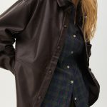 Faux Leather Overshirt With Pocket - Image 3