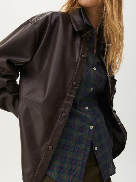 Faux Leather Overshirt With Pocket - Image 3