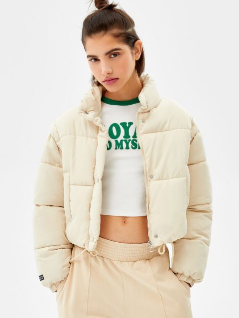 Short Nylon-Effect Puffer Jacket