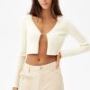 Ribbed V-Neck Cardigan With Rhinestone Detail