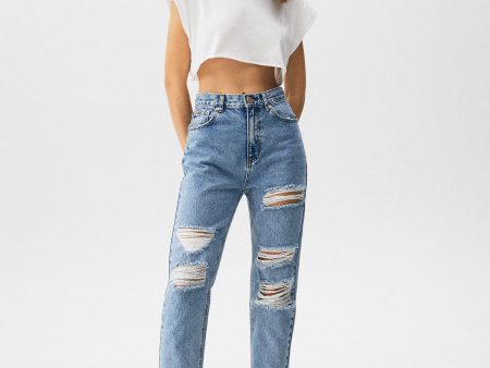 Ripped Mom Jeans - Contains Recycled Cotton