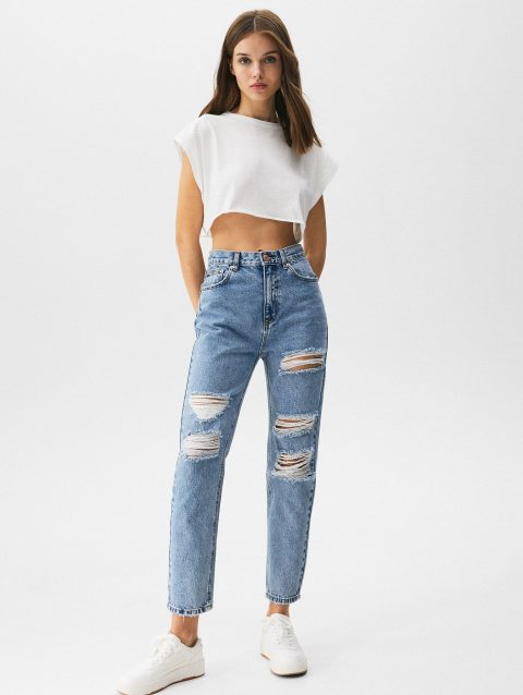 Ripped Mom Jeans - Contains Recycled Cotton