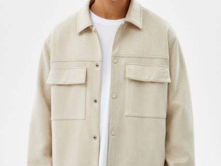 Faux Suede Jacket With Pockets