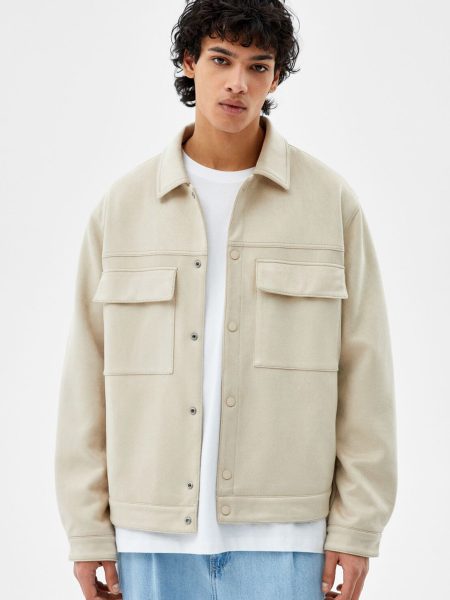 Faux Suede Jacket With Pockets