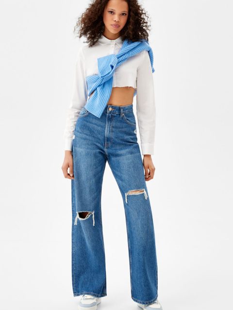 Ripped Wide-Leg ’90s Jeans