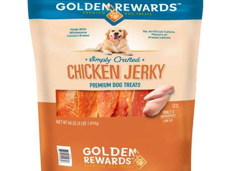 Golden Rewards Chicken Flavor Premium Dry Jerky Treats for All Dogs, 64 oz