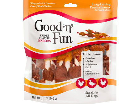 Good 'n' Fun Triple Flavor Kabobs Snack for All Dogs, 18 count, 12.0 oz
