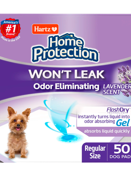 Hartz Home Protection Lavender Scent Odor-Eliminating Dog Pads, Regular Size, 21 in x 21 in, 50ct
