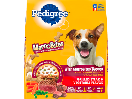 PEDIGREE With MarroBites Pieces Adult Dry Dog Food, Steak & Vegetable Flavor, 14 lb. Bag