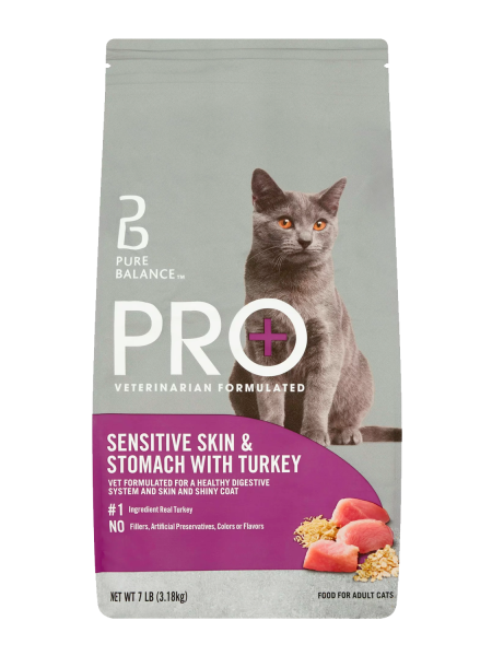 Pure Balance PRO+ Sensitive Skin & Stomach with Turkey Dry Cat Food, 7 lbs