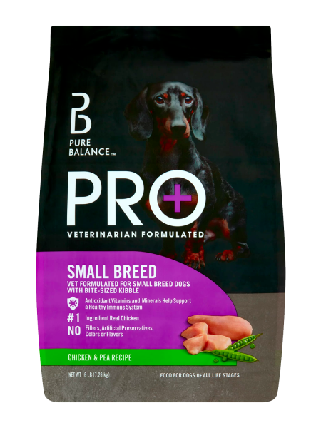 Pure Balance Pro+ Small Breed Chicken & Pea Recipe Dry Dog Food, 16 lbs