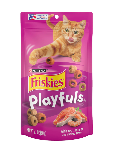Purina Friskies Playfuls Salmon & Shrimp Flavor Treats for Cats, 2.1 oz Pouch