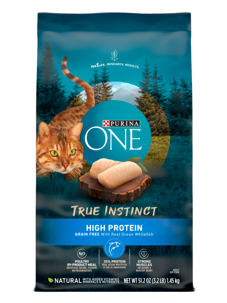 Purina One True Instinct Dry Cat Food Ocean Whitefish, Grain-Free, 3.2 lb Bag