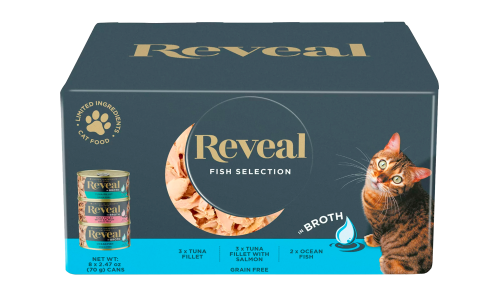 Reveal Natural Wet Cat Food, Fish in Broth Variety Pack, 2.47oz 8 Cans