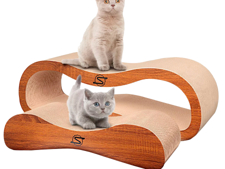 ScratchMe 2 in 1 Cat Scratcher Cardboard Lounge Bed Scratching Post with Catnip, 1-Pack