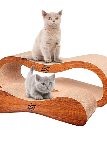 ScratchMe 2 in 1 Cat Scratcher Cardboard Lounge Bed Scratching Post with Catnip, 1-Pack