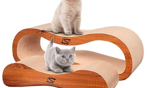 ScratchMe 2 in 1 Cat Scratcher Cardboard Lounge Bed Scratching Post with Catnip, 1-Pack