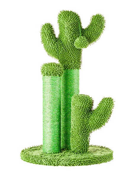 Vibrant Life Cactus 3-Arm Chenille, Sisal & Jute Cat Scratching Post with Cat Toy