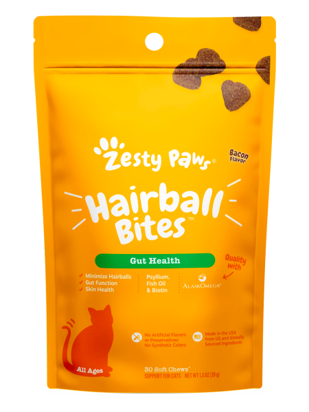 Zesty Paws Hairball Bites for Cats, Hairball Treat Supplement, 30 Count