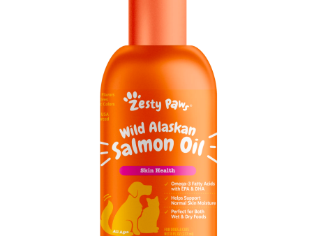 Zesty Paws Pure Wild Alaskan Salmon Oil Liquid Food Supplement for Dogs or Cats, 8 fl oz