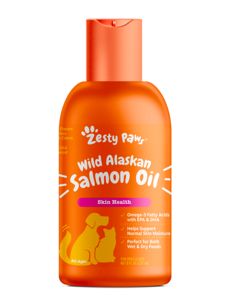 Zesty Paws Pure Wild Alaskan Salmon Oil Liquid Food Supplement for Dogs or Cats, 8 fl oz