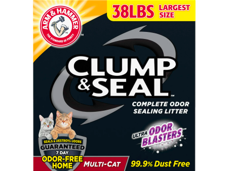 Arm & Hammer Clump & Seal Multi-Cat Complete Odor Sealing Clumping Cat Litter, 38lb