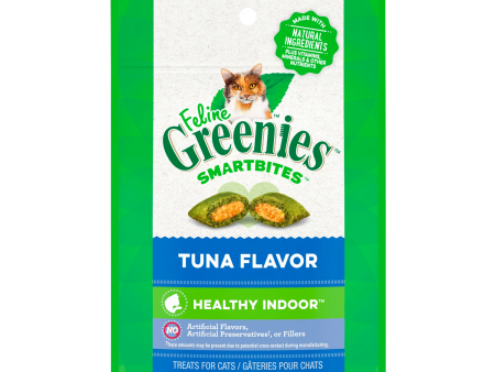 FELINE GREENIES SMARTBITES HEALTHY INDOOR Natural Treats for Cats, Tuna Flavor, 2.1 oz. Pouch
