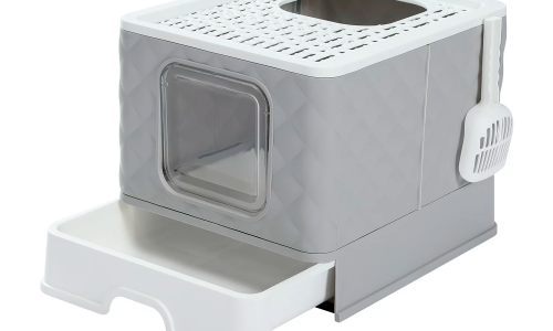 PAWZ Road Enclosed Cat Litter Box Large with Lid Drawer Type Easy to Clean,Gray - Image 2