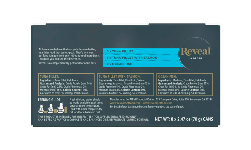 Reveal Natural Wet Cat Food, Fish in Broth Variety Pack, 2.47oz 8 Cans - Image 2