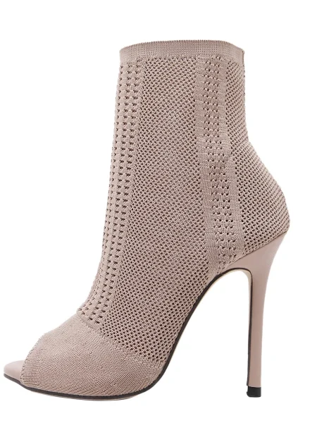 Womens High Boots With Heel Ladies Bot Knot Shape Diamonds Heel For Wedding Party Dress Glaze Womens Single Band Chunky Heel - Image 4