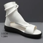 Summer Fashion Women Sandals New Retro Soft PU Leather Ladies Cool Boots Fish Mouth Sandals Wedges Mid Heels Shoe Sandalias - Image 3