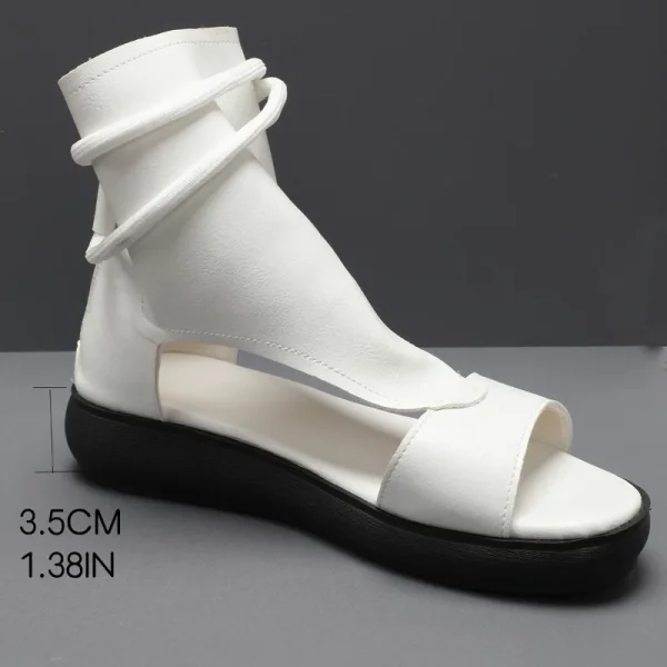 Summer Fashion Women Sandals New Retro Soft PU Leather Ladies Cool Boots Fish Mouth Sandals Wedges Mid Heels Shoe Sandalias - Image 3