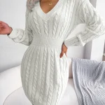 Autumn Winter Knitted Slim Sweater Mini Dresses For Women - Image 4