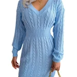 Autumn Winter Knitted Slim Sweater Mini Dresses For Women - Image 6