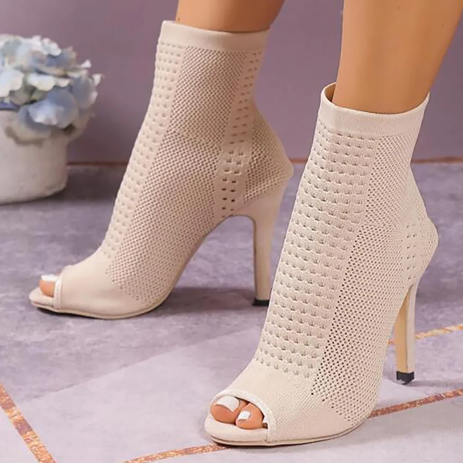Womens High Boots With Heel Ladies Bot Knot Shape Diamonds Heel For Wedding Party Dress Glaze Womens Single Band Chunky Heel - Image 8