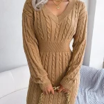 Autumn Winter Knitted Slim Sweater Mini Dresses For Women - Image 3