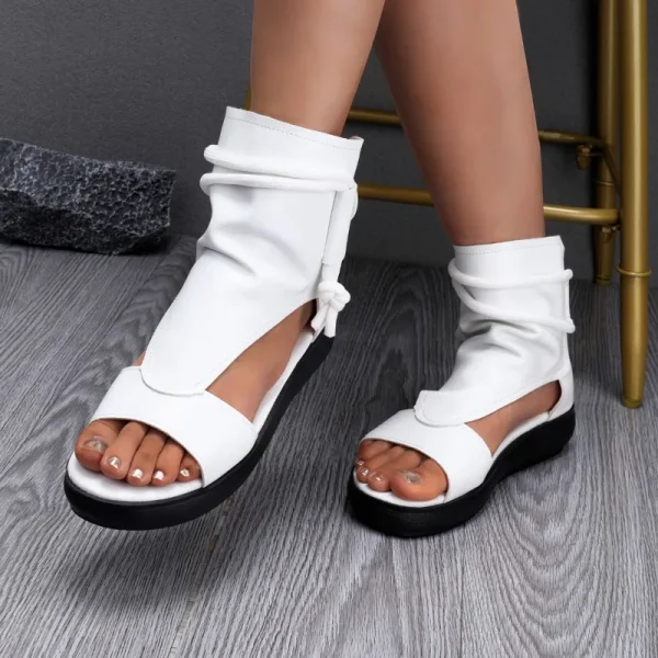 Summer Fashion Women Sandals New Retro Soft PU Leather Ladies Cool Boots Fish Mouth Sandals Wedges Mid Heels Shoe Sandalias - Image 6