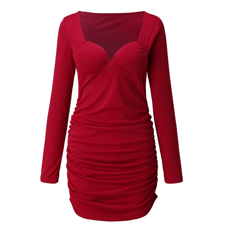 Sexy Low Cut Flower Print Bodycon Mini Dress Spring Autumn Women Elegant Long Sleeve Sweetheart Neck Party Women Short Dresses - Image 5