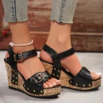 Slipper Sandals Shoes for Women Women's Slope High Heel Casual Sandals Fashion Solid Color Womens Wedges Sandals Closed Toe - Image 3