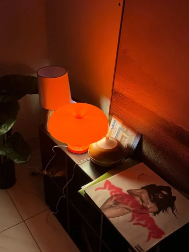 Classic Mushroom Table Lamp Modern Bauhaus Art Table Lamp Bedroom Bedside Lamp Danish Designer Orange Decorative Table Lamp photo review