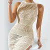 Hollow Out Side Slit Bikini Crochet Retro