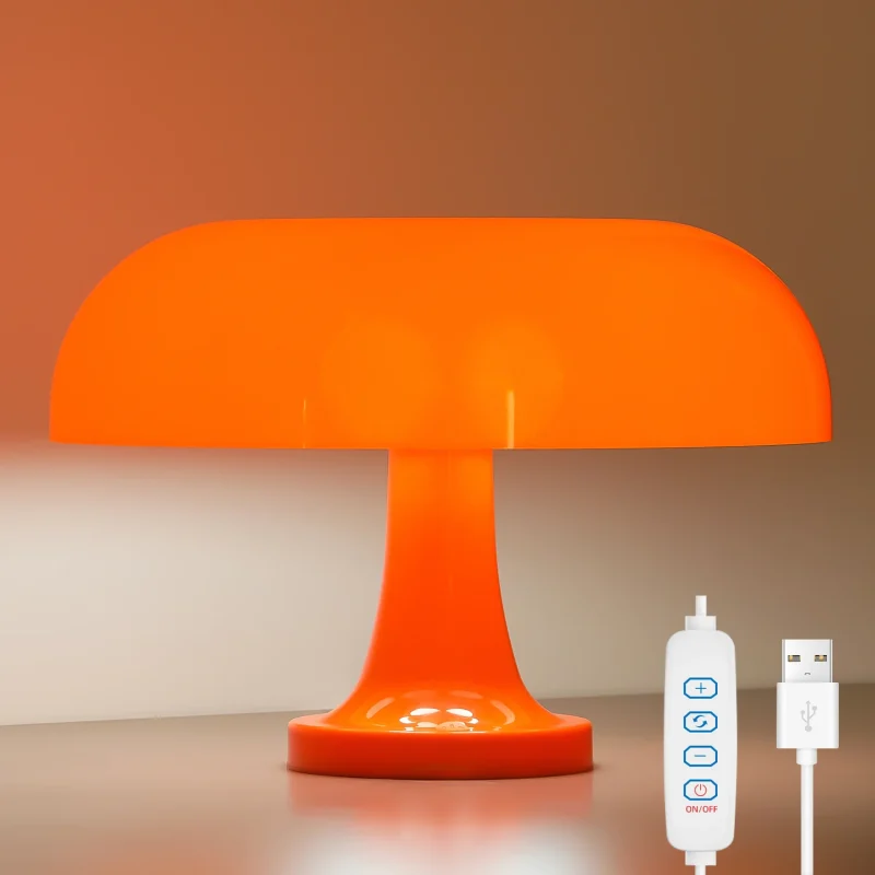 Classic Mushroom Table Lamp Modern Bauhaus Art Table Lamp Bedroom Bedside Lamp Danish Designer Orange Decorative Table Lamp - Image 5