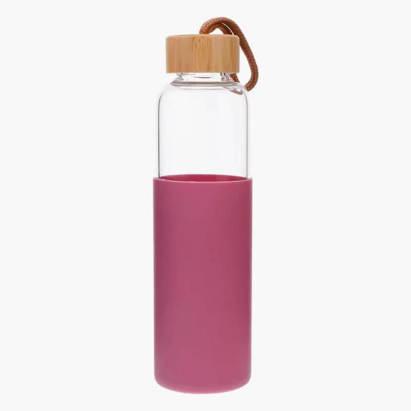 1pc Outdoor Glass Cup Mini Water Bottles Student Water Bottles Portable Water Cup Drinking Cup With Bamboo Cover - Image 2