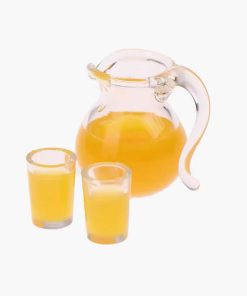 3Pcsset 112 Dollhouse Miniature Food Drink Cup Orange Juice Jug Model Kitchen Decoration For Doll House Kids Toys Gift